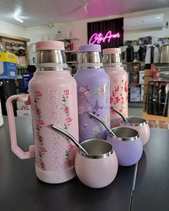 Set de Termos y Botellas de Fútbol 1.0L 1.2L con Tazas, Tarro de Almacenamiento para <span class=keywords><strong>Mate</strong></span>, Té y Café, Botella Tumbler con Pajita, Taza para Café, Vino y Té - Product Image 2