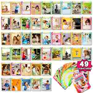 Tarjetas de Memoria con Imágenes de Acciones para el Aprendizaje Interactivo en Casa, 49 Tarjetas de Verbos para Niños - Product Image 1