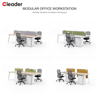 Poste de travail moderne pour 4 personnes avec accents or rose, bureau en A, banc de bureau dos à dos, écran acoustique, OEM