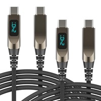 Câble USB tressé en nylon 240W 5A 6A à charge rapide et transfert de données haute vitesse avec affichage numérique LED multicolore Phantom pour téléphone