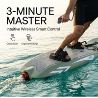 Planche de surf électrique verte à alimentation directe, moteur lithium 12KW 72V, équipement de sports nautiques, wakeboard motorisé, avec repose-pieds et aileron