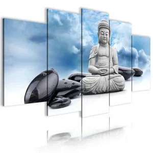 5 Stück Drucke Poster Druck Wandbilder Kunstdruck Buddha Schöne Landschaft Zeichnung Dekoration Modernes Dekor Leinwand Malerei