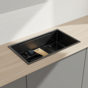 Fregadero de Cocina Bajo Encimera de 32 Pulgadas, de un Solo Tazón, Acabado Negro Mate Gunmetal, Diseño Moderno - Product Image 2