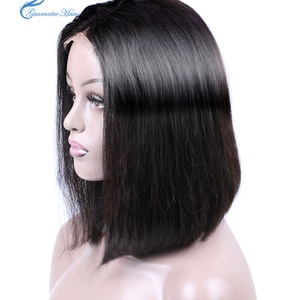 Guarantee Hair Brazilian Remy Mink Hair Bob Lace Wig Straight Wave Lace Frontal Closure Wig Natural Black Color - Product Image 2