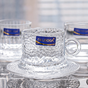Taza <span class=keywords><strong>de</strong></span> café transparente con mango <span class=keywords><strong>de</strong></span> platillo, juego <span class=keywords><strong>de</strong></span> <span class=keywords><strong>tazas</strong></span> <span class=keywords><strong>de</strong></span> té <span class=keywords><strong>de</strong></span> cristal con <span class=keywords><strong>diseño</strong></span> personalizado <span class=keywords><strong>de</strong></span> fábrica al por mayor - Product Image 1