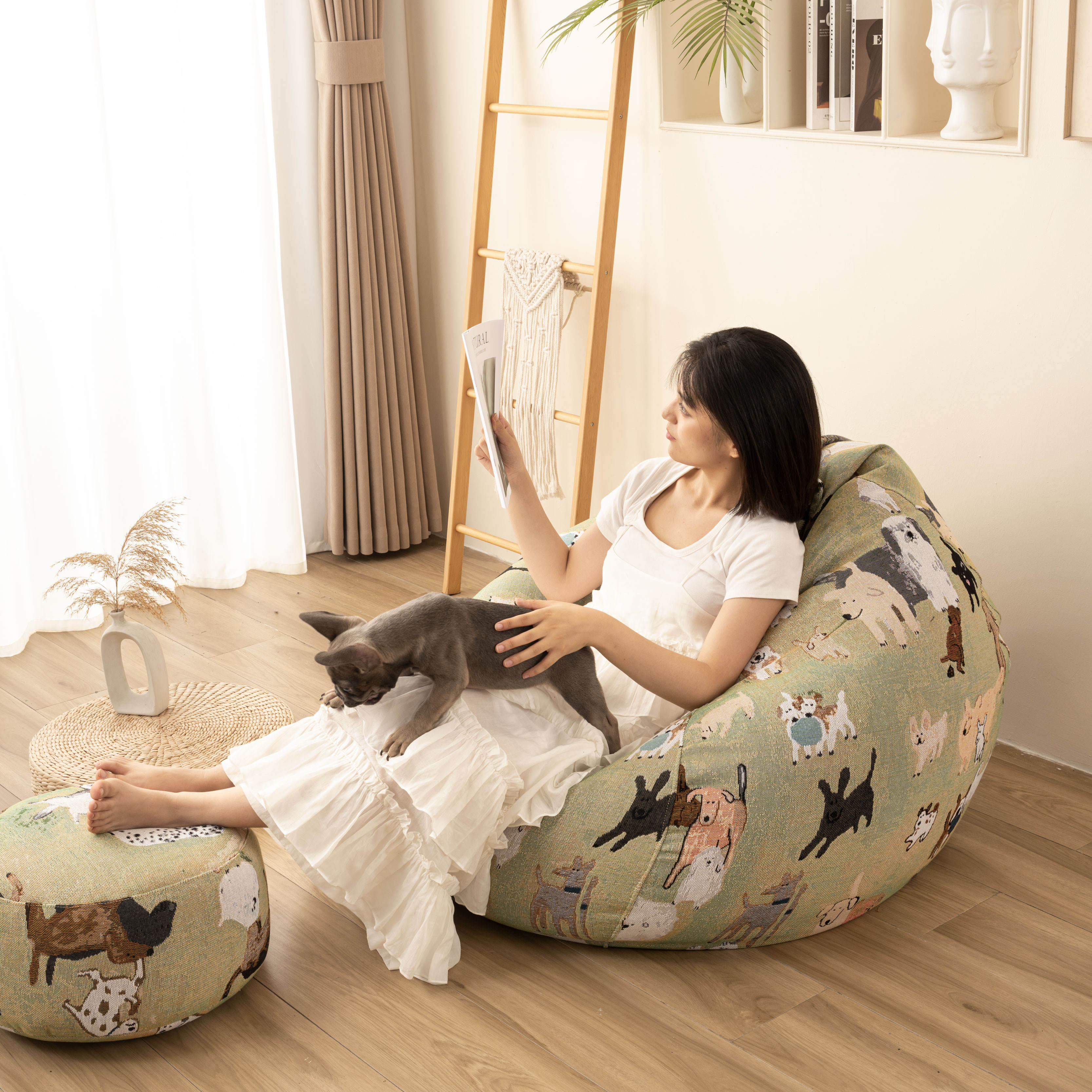 Living Room Bean Bag Hanging Chair Stuffed Animal Hammock AXYOYO