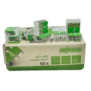 Wagos ขั้วต่อประกบ221-423พร้อมขั้วต่อสายไฟ3ตัวนำ4mm2ขั้วต่อ Wagos สีเขียว221 423 - Product Image 1