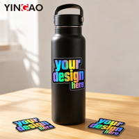Autocollant découpé sur mesure, lettrage holographique arc-en-ciel, logo textuel, autocollant en vinyle imperméable pour bouteille d'eau, autocollants pour skateboard, logo