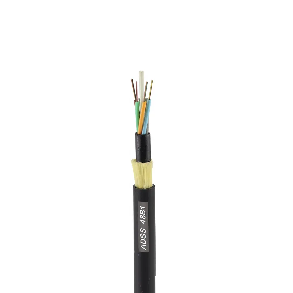 Outdoor Self-Supporting Aerial Unarmored ADSS Optic Fiber Cable 1km Price 48 72 96 144 Core