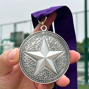 Medaglia in Metallo con Logo Personalizzato, Design 3D, Stile Antico a Cinque Punte, Distintivo Souvenir Texas Lone Star con Nastro - Product Image 1