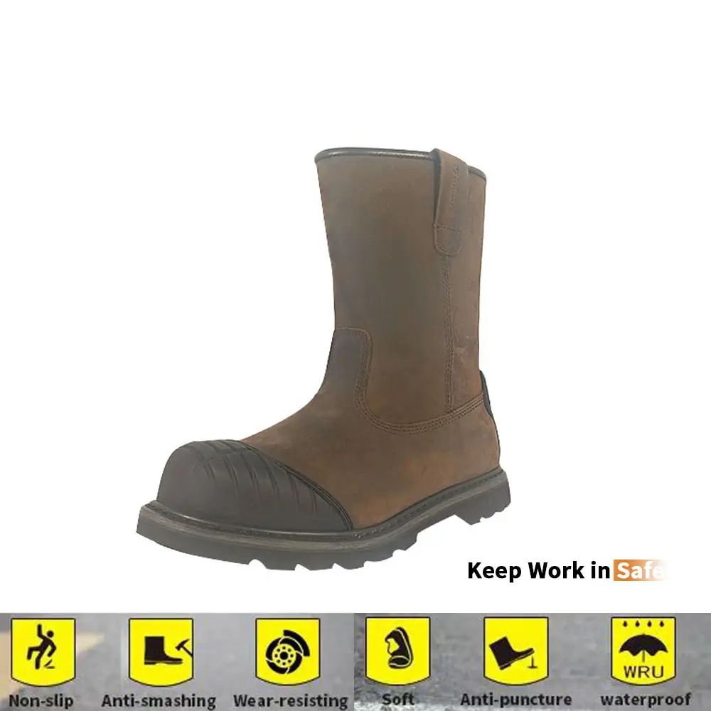 Alta Qualidade Anti-Punção Impermeável Nubuck Cow Couro Borracha Goodyear Welted Segurança Botas