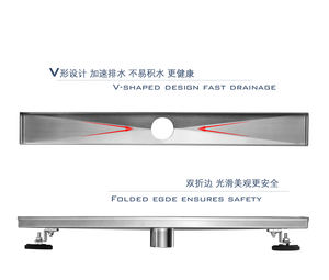 Drenaje de Piso Lineal Largo de Acero Inoxidable 304, Estilo Americano, Personalizable, Antiolor, de Gran Flujo, para Baño y Hotel - Product Image 6