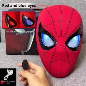 Maschera di Spider-Man in Plastica Esclusiva per il Commercio Transfrontaliero, Occhi Mobili, Lampeggiante Elettrico, Casco Luminoso da Supereroe per Cosplay Natalizio - Product Image 1