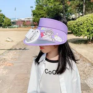 핫 세일 태양 보호 USB 충전 태양 바이저 모자 새로운 어린이 여름 남녀 공용 일반 선 스크린 PVC 팬 빈 탑 모자