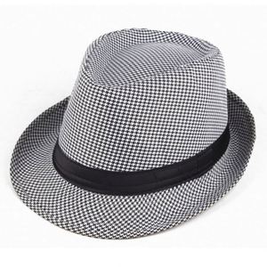 Sombrero Fedora Trilby de algodón con rayas y cuadros ingleses para hombre, color gris claro, talla L/XL, 58 cm - Product Image 1