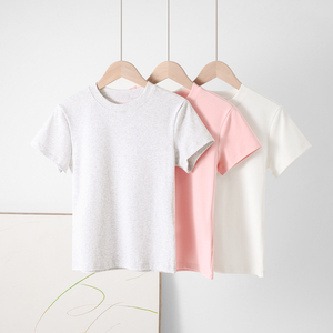 Áo thun nữ in theo yêu cầu của nhà sản xuất, chất liệu cotton pha, tay ngắn, ôm sát, mỏng, kiểu crop top, áo thun ngắn mùa hè - Product Image 3