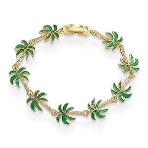 Gioielli estivi placcati in oro 18K Manta alberi di cocco cavallucci marini <span class=keywords><strong>bracciale</strong></span> a catena <span class=keywords><strong>con</strong></span> zirconi alla moda braccialetti di animali marini - Product Image 6
