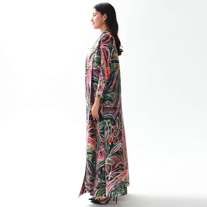 2024 New Design Factory Custom Free Size Muslim Floral <strong>Printed</strong> Miyake Pleated <strong>Abaya</strong> Women Modest Fashion Wear - Product Image 4