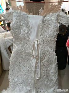 Abito <span class=keywords><strong>da</strong></span> <span class=keywords><strong>Sposa</strong></span> a Sirena Personalizzato di Lusso con Perline 2026 Nuovo Modello con Spalle Scoperte in Tulle e Volant Stile Africano - Product Image 4