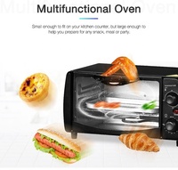 Mini four électrique de couleur noire de 12 litres avec plaque de cuisson et minuterie de 30 minutes