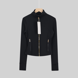 Chaqueta deportiva de manga larga para mujer, corte ajustado, alta elasticidad, para fitness y yoga. - Product Image 1