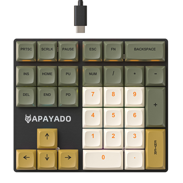33 Key Wired Mechanical Numeric Keypad with Multi-color Lights USB Interface PBT Plastic for Finance Business Laptop Use F391