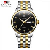 Tevise montre classique de luxe hommes or mécanique étanche montre-bracelet ou montre à quartz ip hop/hip hop bijoux/buste