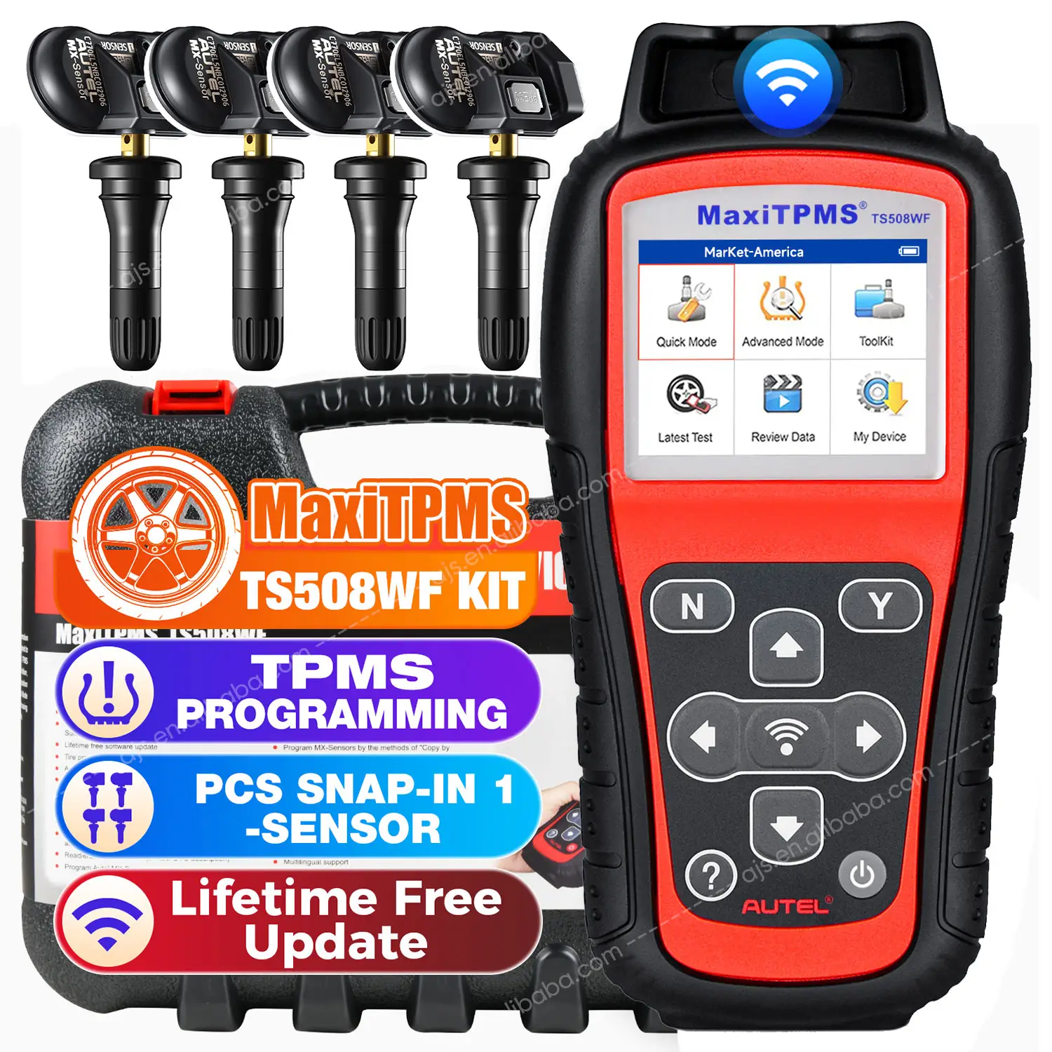 Autel TS508WF TPMS Car Diagnostic Tools 4 MX Sensor Tire Pressure Monitoring Diagnostic Scanner Altar TS508 Kit