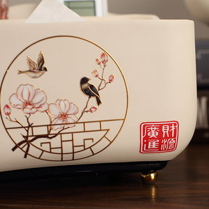 กล่องกระดาษทิชชูอเนกประสงค์พร้อมดีไซน์รูปนกและดอกไม้ ที่เก็บของบนโต๊ะเรซิ่นสำหรับตกแต่งโต๊ะกาแฟในห้องนั่งเล่น - Product Image 3