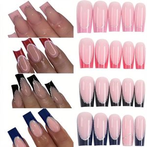 Vente en gros de 14 tailles d'embouts d'ongles transparents en forme de stiletto, embouts en gel souple professionnels, faux ongles à couverture complète pour la manucure - Product Image 1