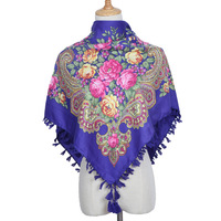 2025 Style ethnique femmes printemps été musulman respirant Floral cadeau foulard châle Vintage imprimer 90cm petit foulard carré