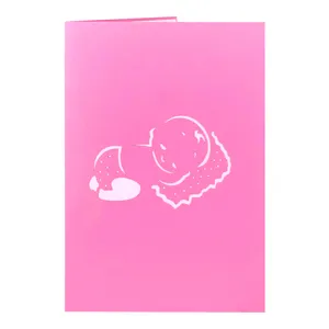 Tarjeta de decoración 3d para baby shower, tarjeta de cumpleaños para niña