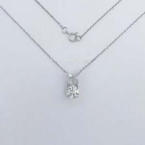 Collar con Colgante de Diamante Cultivado en Laboratorio en Oro Blanco de 18K para Mujer, Diseño de Ala de Mariposa, Corte Elegante, Cadena de Moda, Joyería Fina - Product Image 1