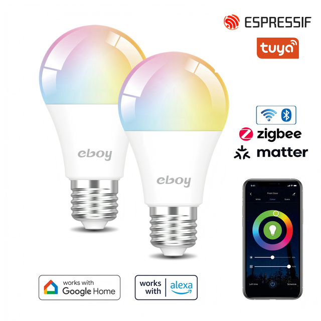 A60 9W 806LM RGBCW CE Zigbee Tuya Energy Saving Smart LED Bulbs Home Led Light Bulb Rechargeable Lamp for Home Dimmable