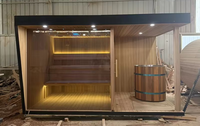 Настраиваемая уличная деревянная сухая паровая сауна со встроенной гидромассажной ванной, электрический нагреватель 6 кВт, дровяная печь для 6 человек, для дома и сада