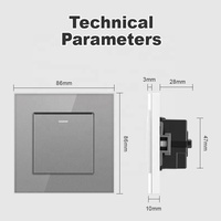 Interruptor de Pared NOVSKI de Nuevo Diseño para Iluminación del Hogar/ Estándar UE 16A 1 Tecla 2 Vías Tamaño 86*86mm