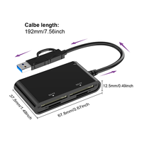 Lecteur de carte mémoire SD/TF Rocketek, transfert haute vitesse d'images, de vidéos et de musique sur téléphone ou ordinateur portable
