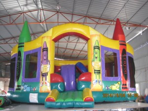 บ้านลมเป่าลมรูปทรงดินสอพร้อมอุปสรรค อุโมงค์ และเกมส์ภายใน สำหรับให้เช่าจัดงานปาร์ตี้กลางแจ้งสำหรับเด็ก - Product Image 1