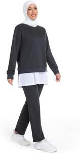 ชุดออกกำลังกายแบบอิสลาม 2 ชิ้น ดีไซน์ล่าสุดปี 2026 ความยาวพิเศษ ผลิตจากโพลีเอสเตอร์/คอตตอน แห้งเร็ว ระบายอากาศได้ดี มีกระเป๋า ซิปยาวเต็มตัว - Product Image 2