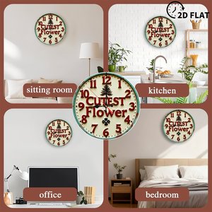 Round Wooden <b>Wall</b> <b>Clock</b> 25x25cm Simple Line <b>Design</b> Quiet Quartz Home Living Room Decor - Product Image 3