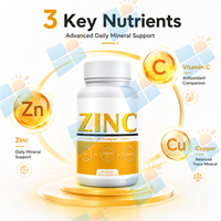 Capsules de complexe de zinc à marque privée avec vitamine C et cuivre, complément de soutien immunitaire, fabricant OEM ODM
