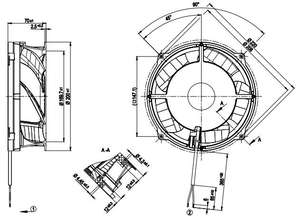 Ventilador axial de refrigeración ebmpapst W1G180-AB11-32 M1G074-BF de 180 mm, 48 V CA, 3200 RPM, 35 W, 0.82 A, IP20, con rodamientos de bolas, para inversor ABB. - Product Image 3
