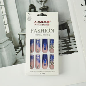 AIERFEI 2024 plus récent Tik Tok presse sur les ongles strass diamant long carré <span class=keywords><strong>faux</strong></span> ongles prêt bâton sur les ongles pressés - Product Image 4