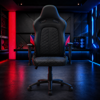 Chaise de bureau de course pivotante à 180 degrés, en cuir PU multicouche, avec support lombaire intégré, hauteur réglable extensible