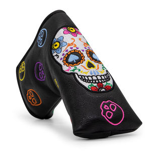 New Design Golf Blade Putter <b>Head</b> <b>Cover</b> Embroidery Skull Golf Headcover Putter Magnet Golf Putter <b>Cover</b> - Product Image 1