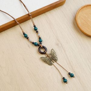 Collar de Mariposa de Cerámica Tejido a Mano HX151 Boh, Collar Étnico Hecho a Mano, <span class=keywords><strong>Cadena</strong></span> de Suéter Vintage con Múltiples Elementos para Mujer - Product Image 3