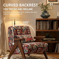 Nördlicher Ethno-Stil Vintage Massivholz Relaxsessel – Wohnmöbel für Balkon, Wohnzimmer & Schlafzimmer zur Entspannung