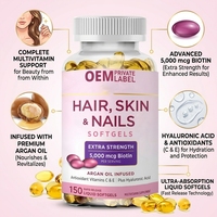 Capsules molles de collagène et biotine OEM Halal pour cheveux, peau et ongles, supplément Harb, vitamines pour cheveux, ongles et peau, gélules pour éclaircir la peau
