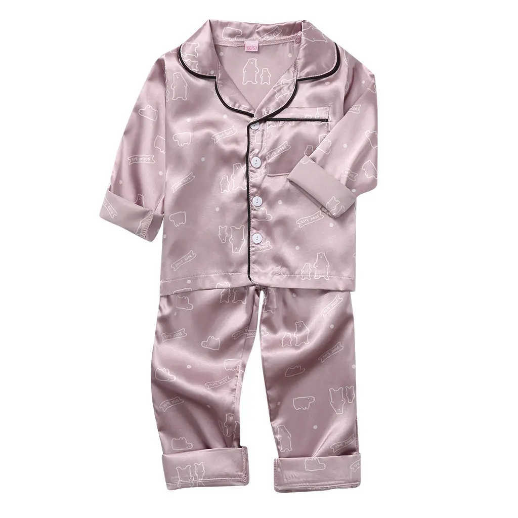 Boys PJS kids Pyjama Sets Toddler Girl Cartoon Sleepwear Ick Silk Nightwear Short Sleeve Summer Pajamas for kids