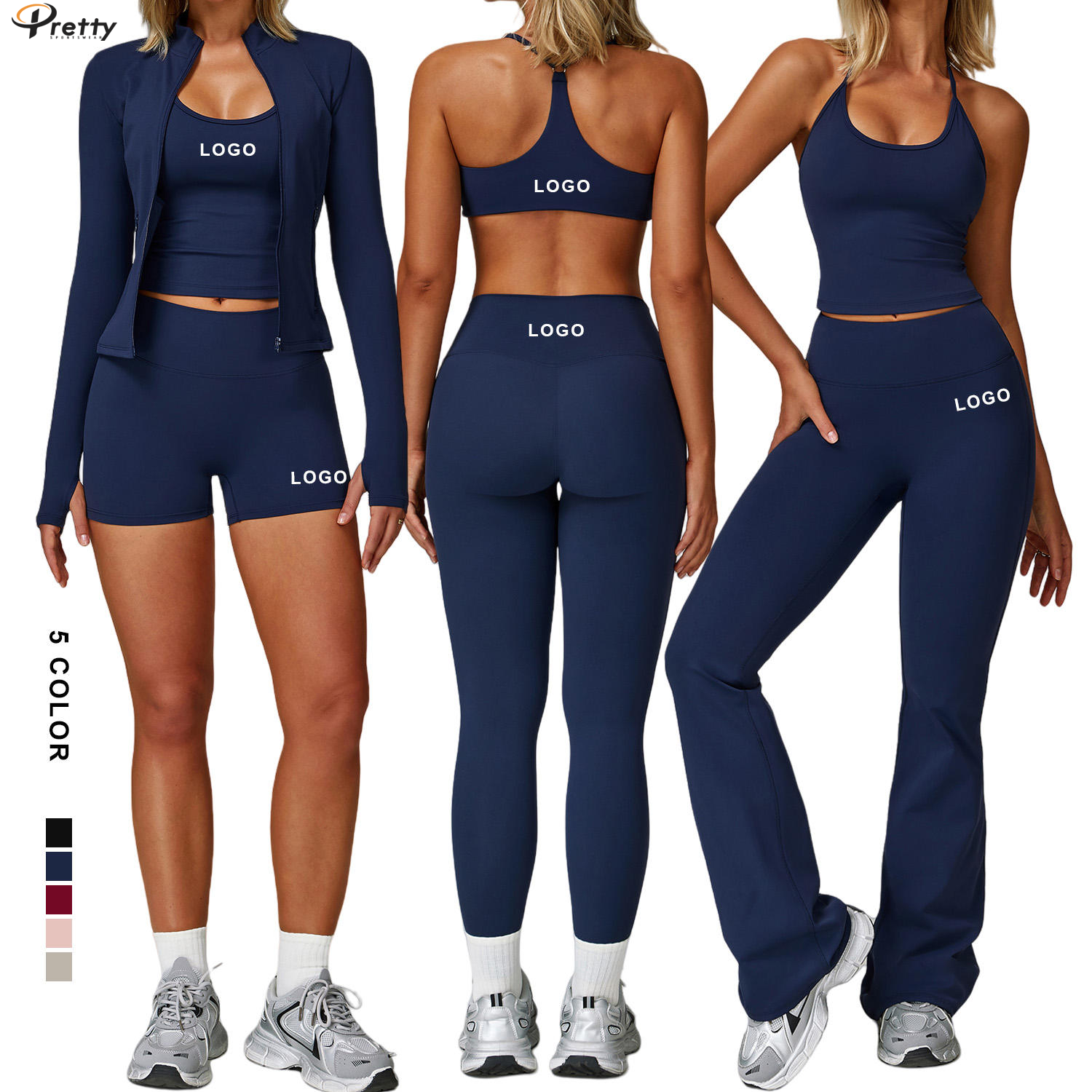 Custom Women's Yoga Three-Piece Set for Outdoor Running Sports High Quality Sportswear Plus Size Gym Wear Workout Sets